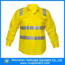 Hi Vis 100% Baumwolle Reflektierende Arbeitshemd mit Tasche